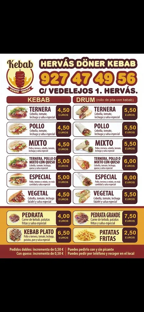 Menu_HERVAS DONER KEBAB_Hervás_image_1