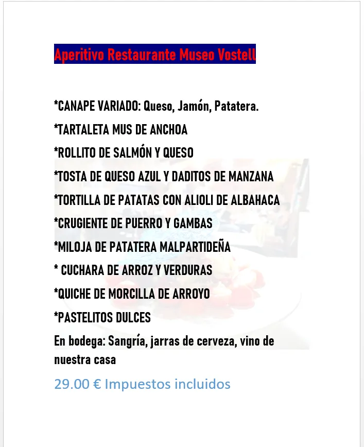 Menu_Restaurante Museo Vostell_Malpartida de Cáceres_image_2