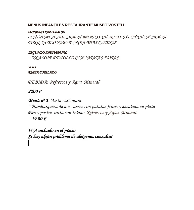 Menu_Restaurante Museo Vostell_Malpartida de Cáceres_image_3