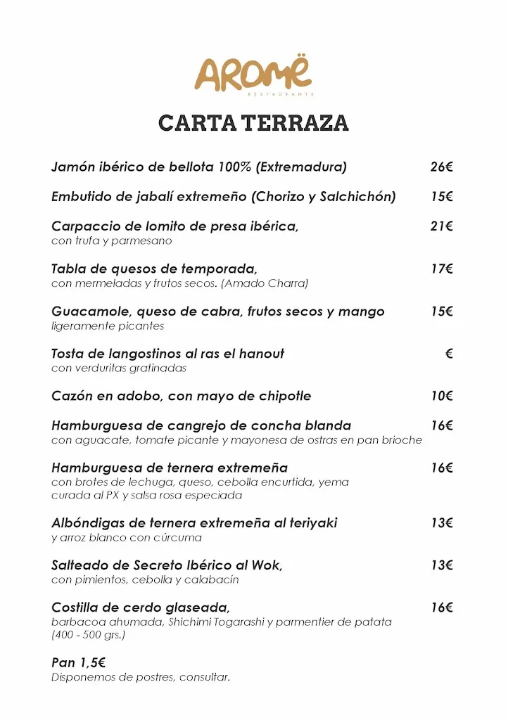 Menu_Aromë Restaurante Plasencia_Malpartida de Plasencia_immagine_1