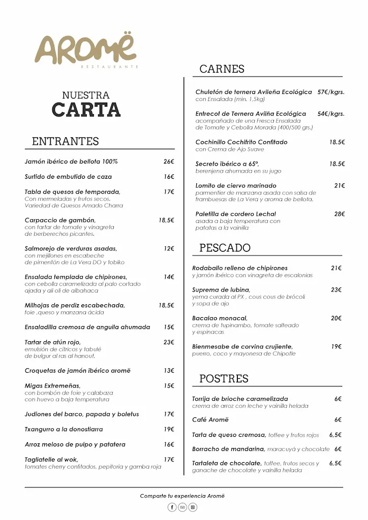 Menu_Aromë Restaurante Plasencia_Malpartida de Plasencia_immagine_2