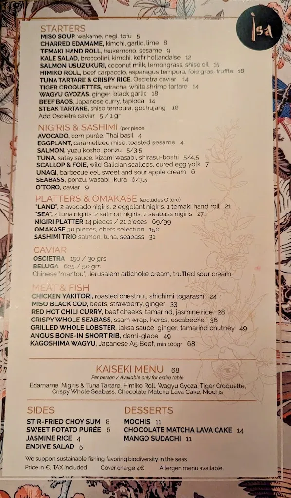 Menu_Isa Restaurant & Cocktail Bar_Ares_image_1