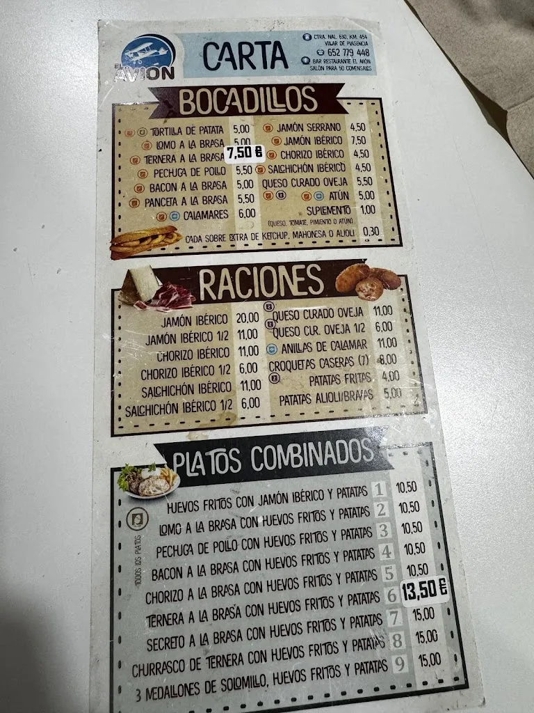 Menu_Hostal Restaurante el Avión_Oliva de Plasencia_immagine_1