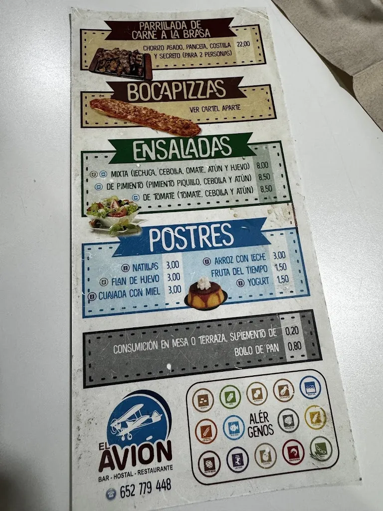 Menu_Hostal Restaurante el Avión_Oliva de Plasencia_immagine_2