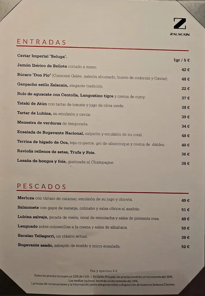 Menu_Zalacaín Restaurant_Palomero_immagine_2