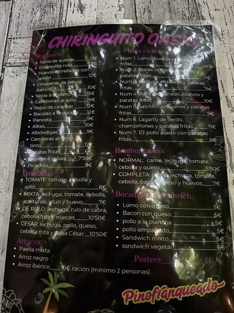 Menu_Chiringuito Oasis_Pinofranqueado_image_1