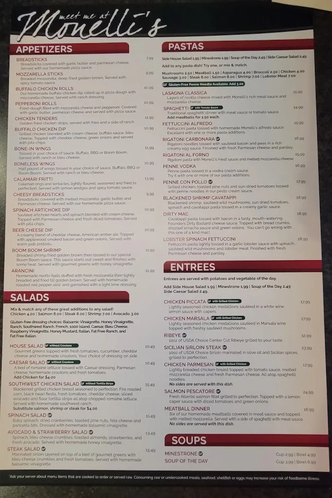 Menu_Monelli's Italian Grill & Sports Bar_Portaje_image_1