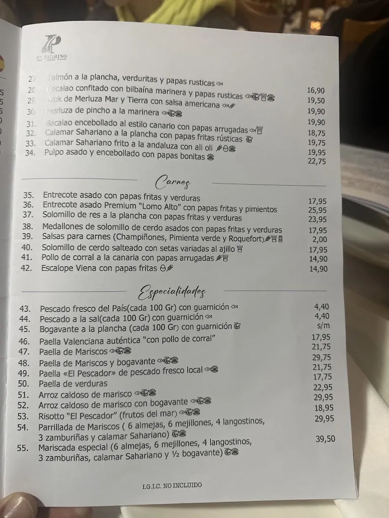 Menu_The Fisherman_Puerto de Santa Cruz_image_1