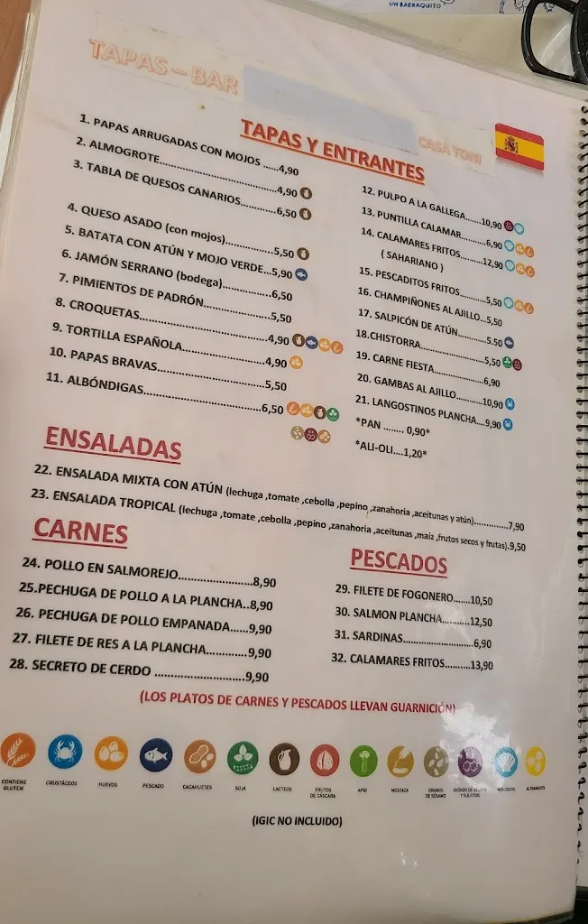 Menu_Tapas Bar La hoya 30 casa Toni_Puerto de Santa Cruz_image_2