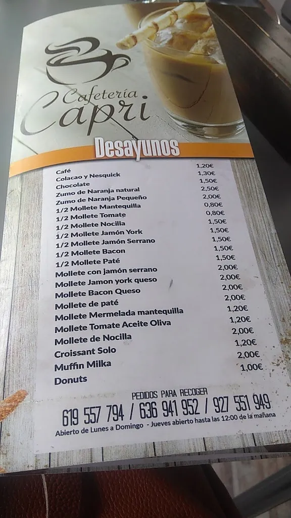 Menu_Cafe Bar Capri_Talayuela_image_1