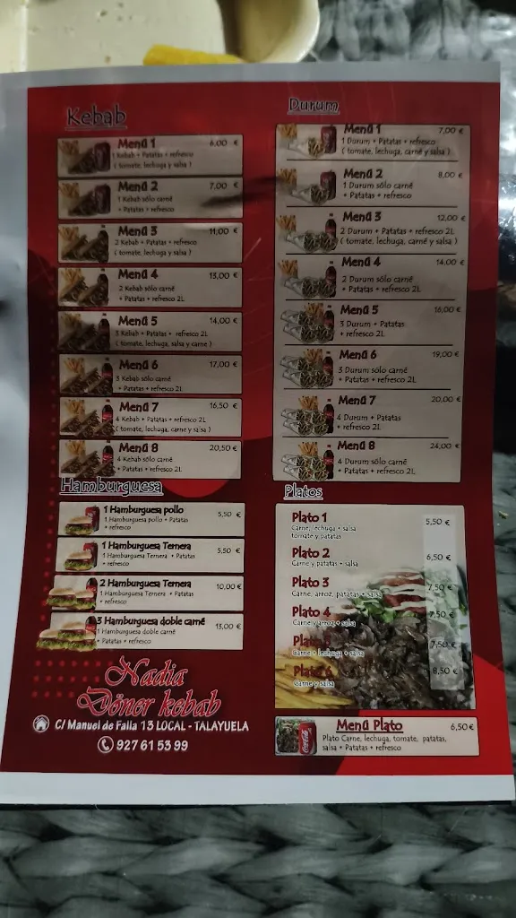 Menu_Nadia Döner kebab_Talayuela_immagine_2