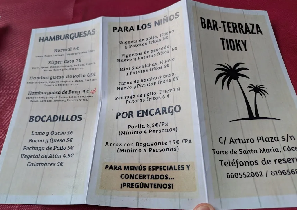 Menu_Bar terraza Tioky_Torre de Santa María_image_2