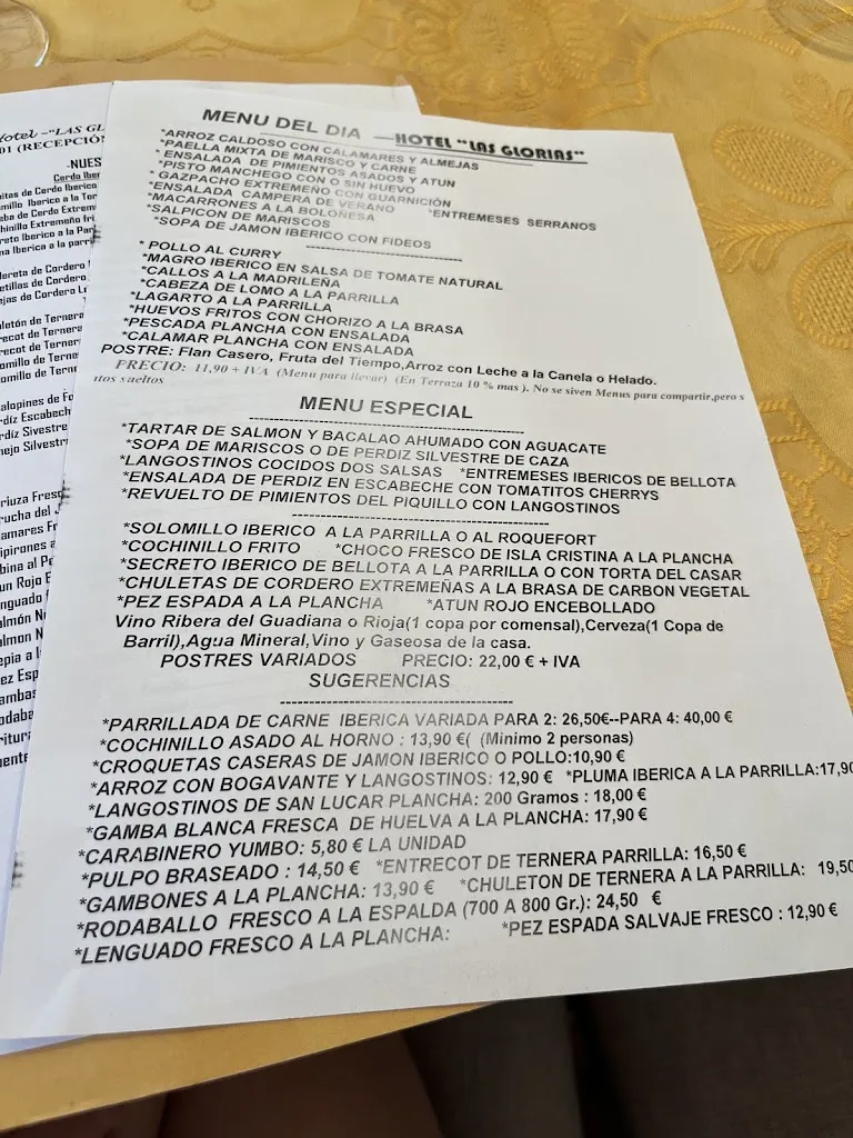 Menu_HOTEL - RESTAURANTE LAS GLORIAS_Torre de Santa María_image_2