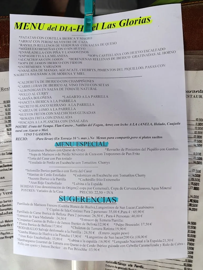 Menu_HOTEL - RESTAURANTE LAS GLORIAS_Torre de Santa María_image_4