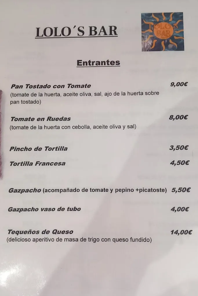 Menu_Lolos'Bar Restaurante Torremocha _Torremocha_immagine_2