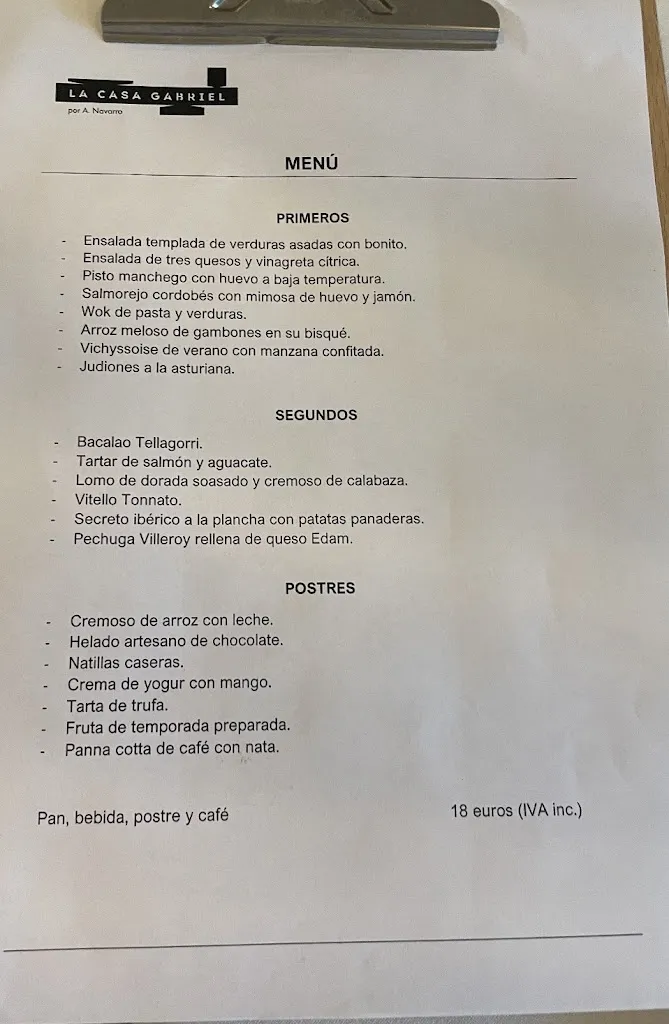 Menu_La Casa Gabriel por A.Navarro_Villanueva de la Sierra_image_1