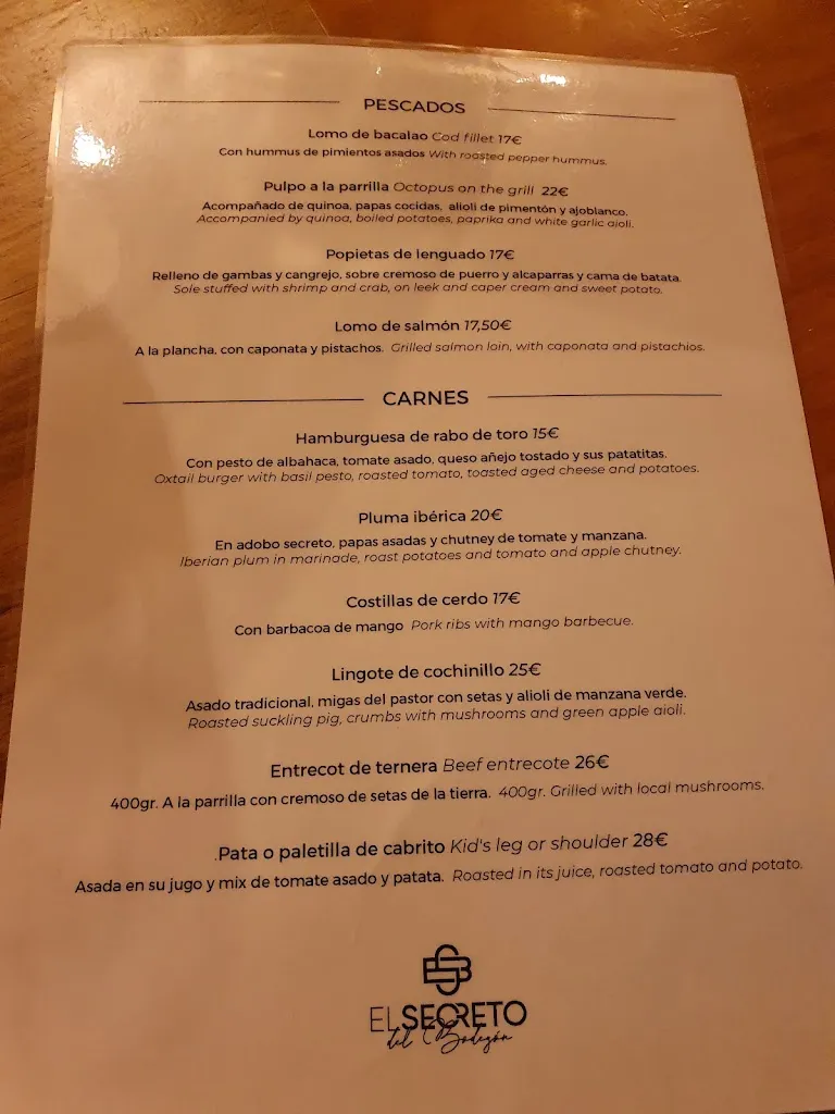 Menü_Restaurante El Secreto del Bodegón_Villasbuenas de Gata_Bild_1