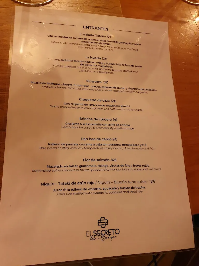 Menü_Restaurante El Secreto del Bodegón_Villasbuenas de Gata_Bild_2