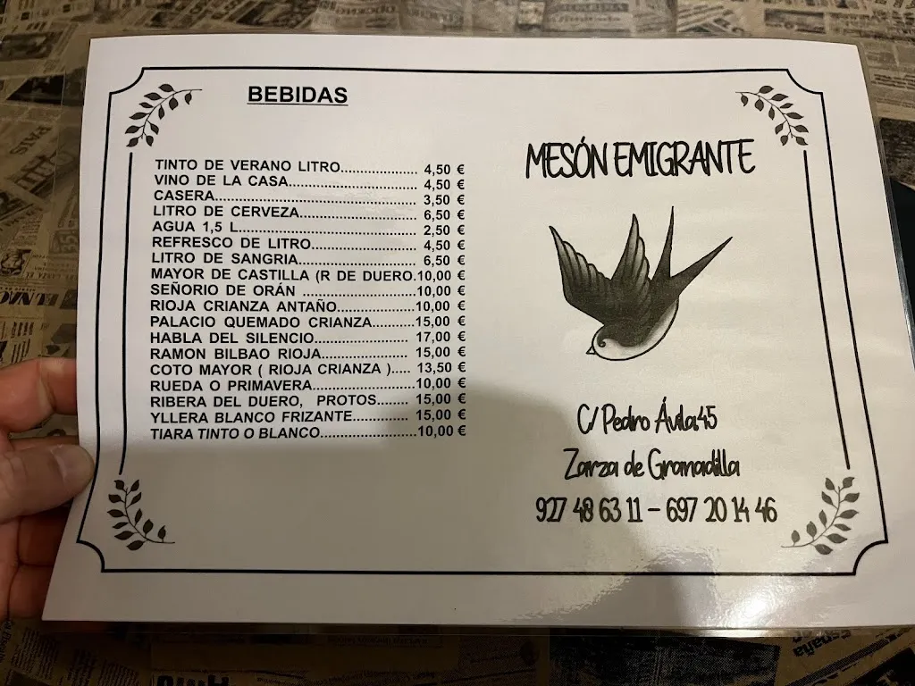 Menu_Mesón emigrante_Zarza de Granadilla_image_4
