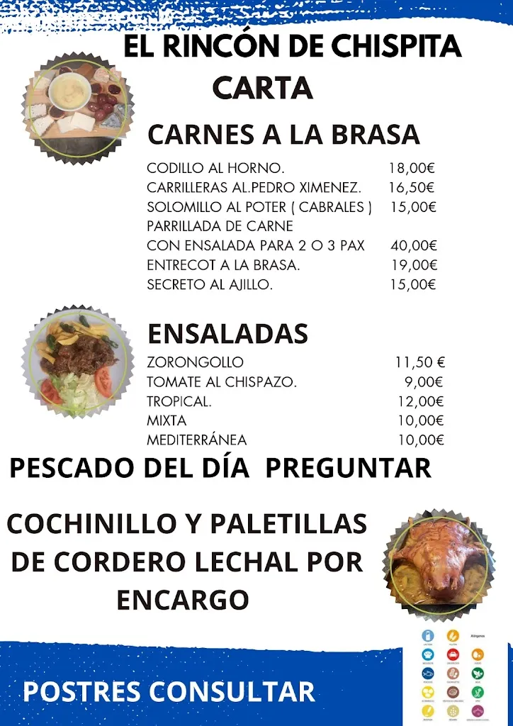 Menu_RESTAURANTE EL RINCON DE CHISPITA Y DISCOTECA TENEGUIA_Zarza de Granadilla_image_2