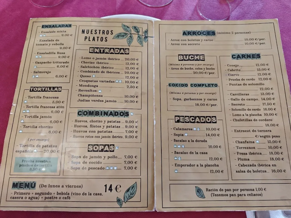 Menu_Bar-Restaurante En Cá Milio_Valencia de Alcántara_image_1