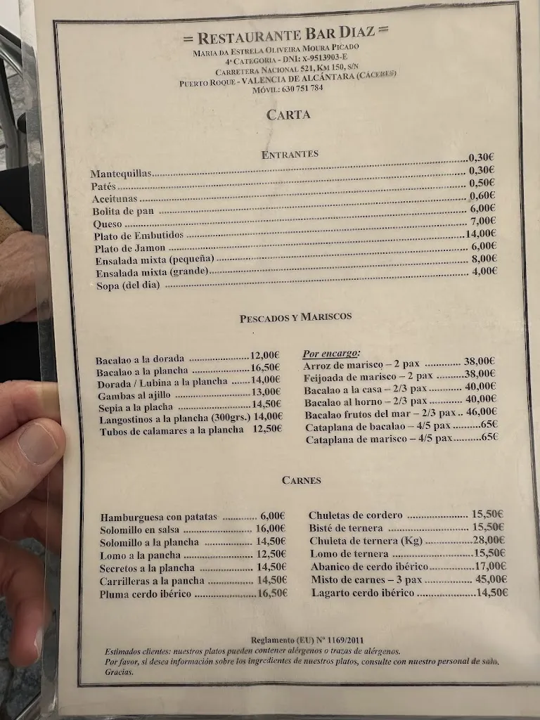 Menu_Restaurante Bar Díaz_Valencia de Alcántara_image_1