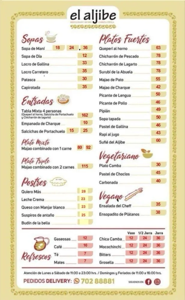 Menu_El Aljibe Comida Típica_Santa Cruz de la Sierra_image_1
