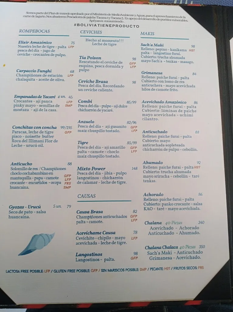 Menu_Sach'a Huaska_Santa Cruz de la Sierra_image_1