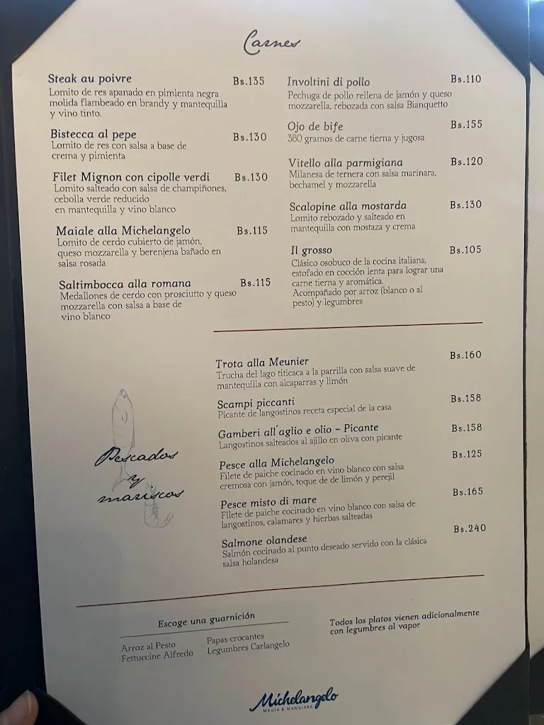 Menu_Restaurante Michelangelo_Santa Cruz de la Sierra_image_1