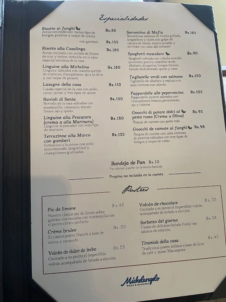 Menu_Restaurante Michelangelo_Santa Cruz de la Sierra_image_2