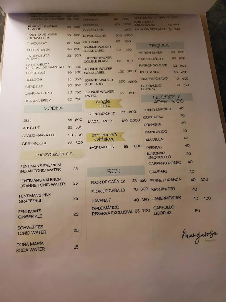Menu_Mangarosa Brasserie_Santa Cruz de la Sierra_immagine_2