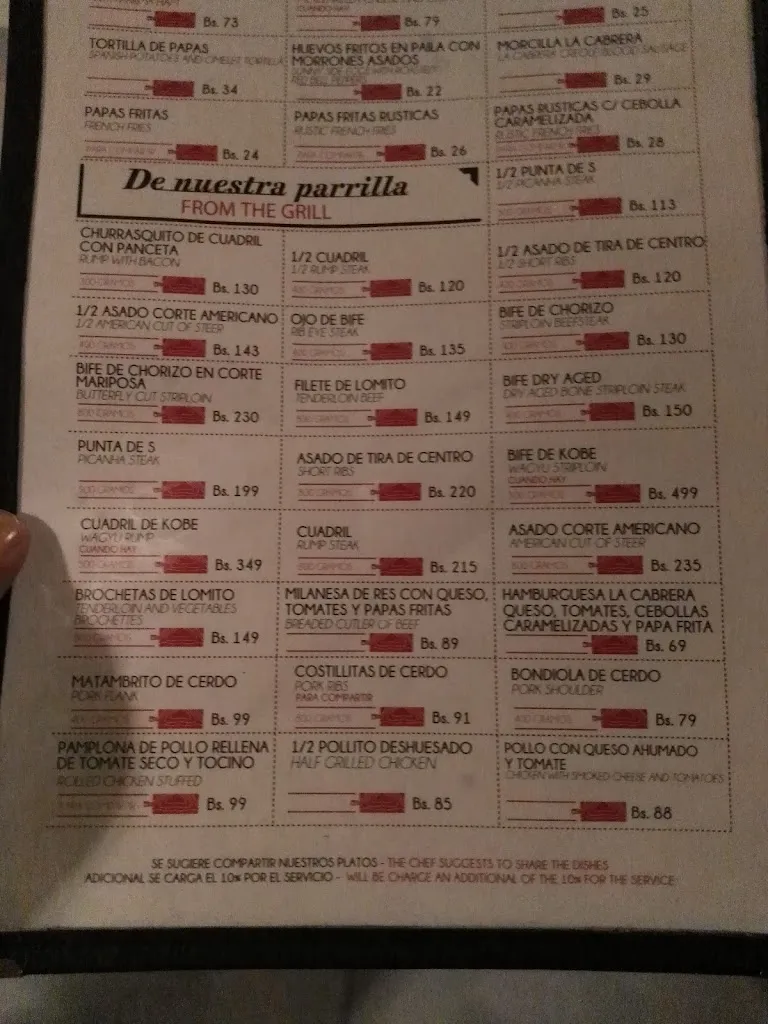 Menu_Grill Restaurant La Cabrera_Santa Cruz de la Sierra_image_4