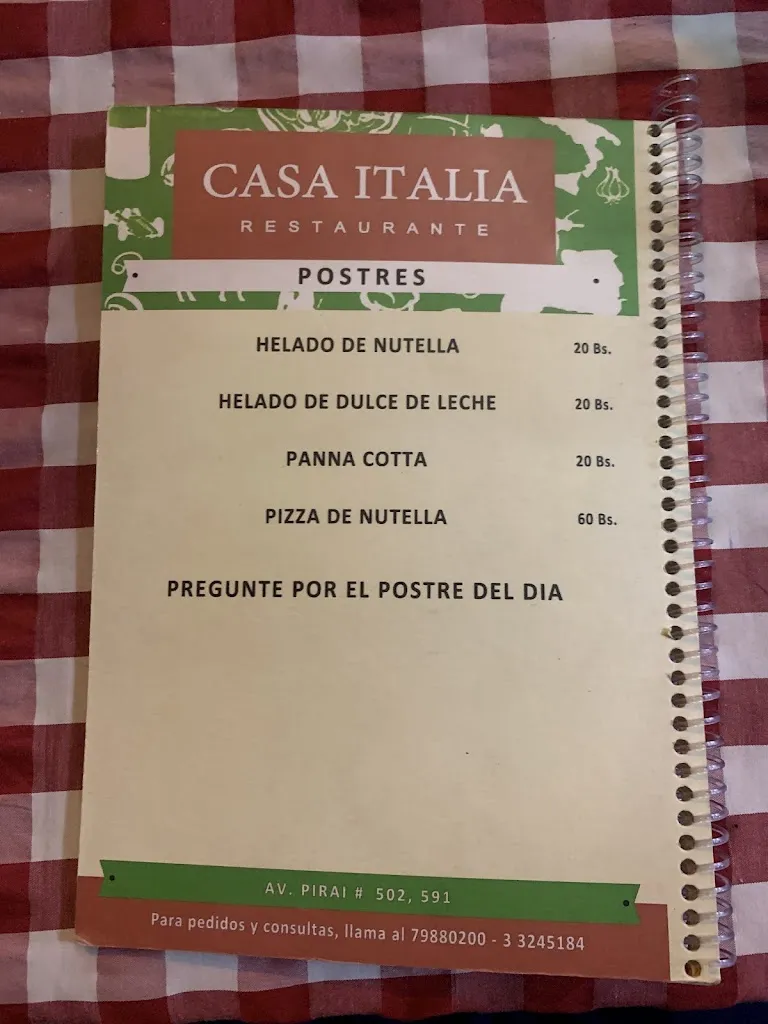 Menu_Casa Italia_Santa Cruz de la Sierra_immagine_1