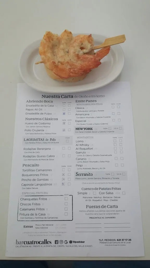 Menu_Bar Cuatro Calles_Alcalá del Valle_image_2