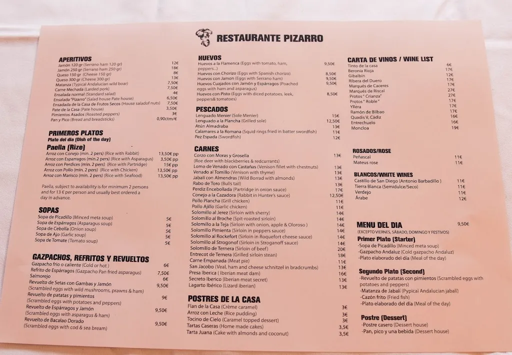 Menu_Restaurante Pizarro_Alcalá de los Gazules_image_1