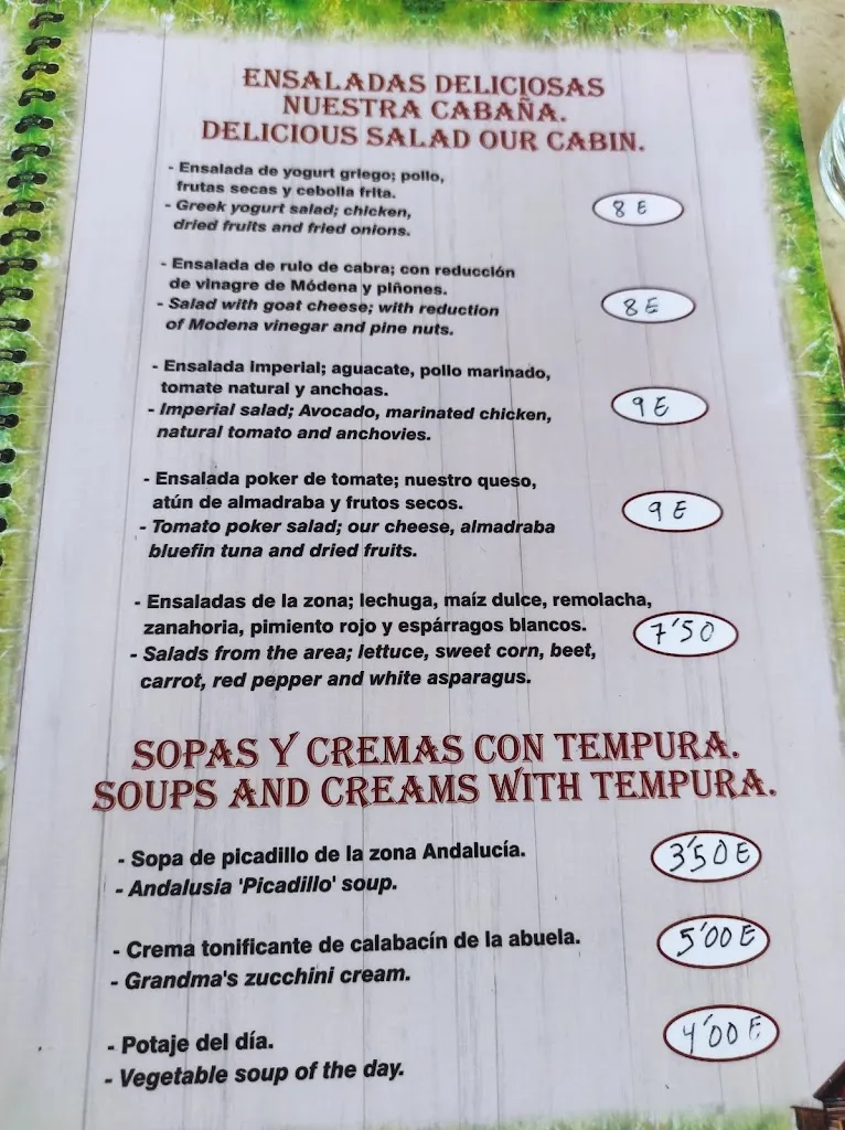 Menu_Restaurante Catering la Cabaña_Alcalá de los Gazules_immagine_2