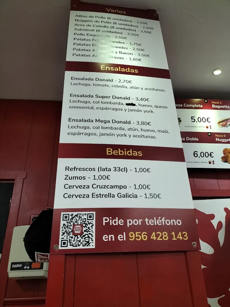 Menu_Burger Donald_Alcalá de los Gazules_image_1