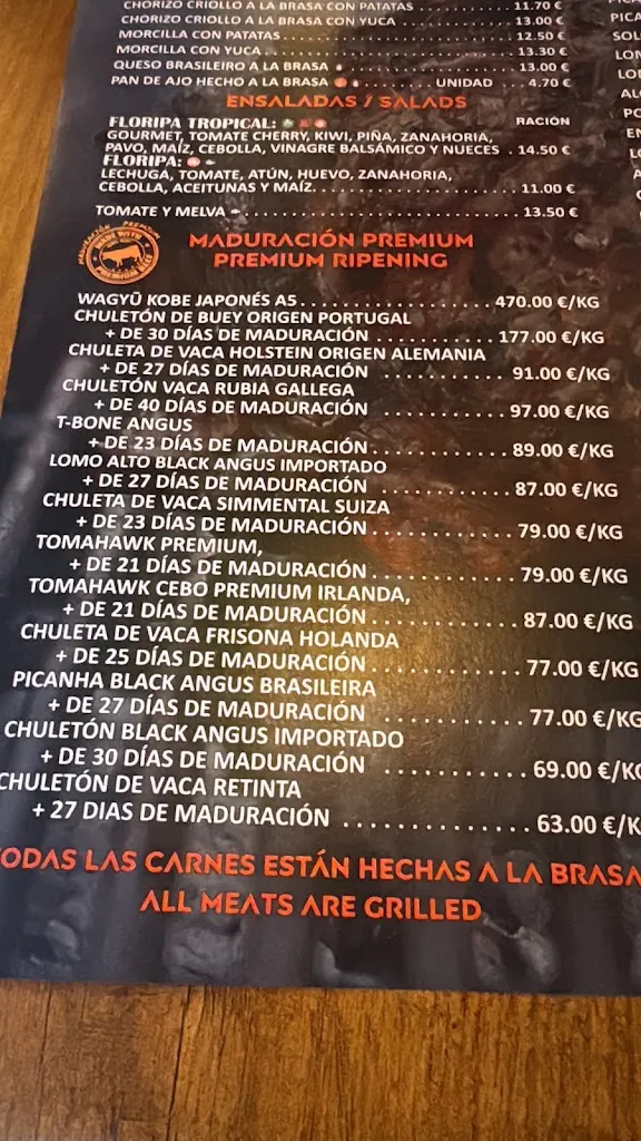 Menu_Floripa restaurante asador brasileño 37 cortes premium importados, cocción increíble a la brasa de encina, Maduración propia_Algeciras_image_4