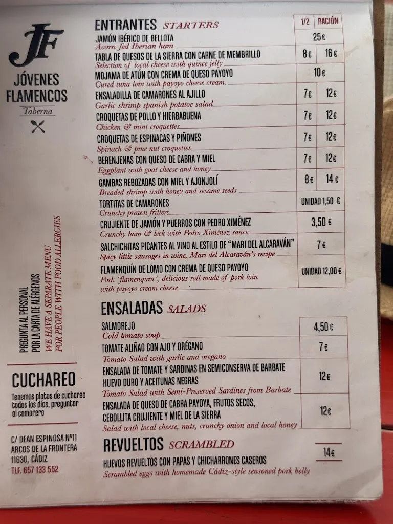 Menu_Taberna Jóvenes Flamencos_Arcos de la Frontera_image_1