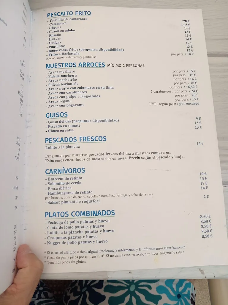 Menü_Restaurante La Esquina del Tofe_Barbate_Bild_1