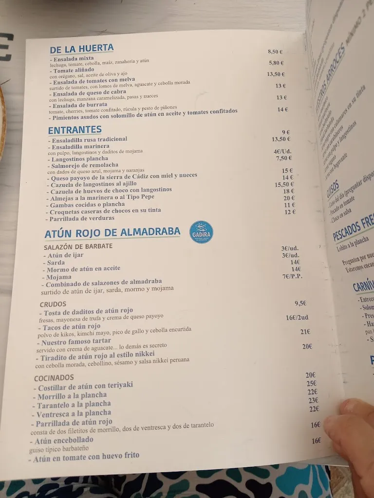 Menü_Restaurante La Esquina del Tofe_Barbate_Bild_3