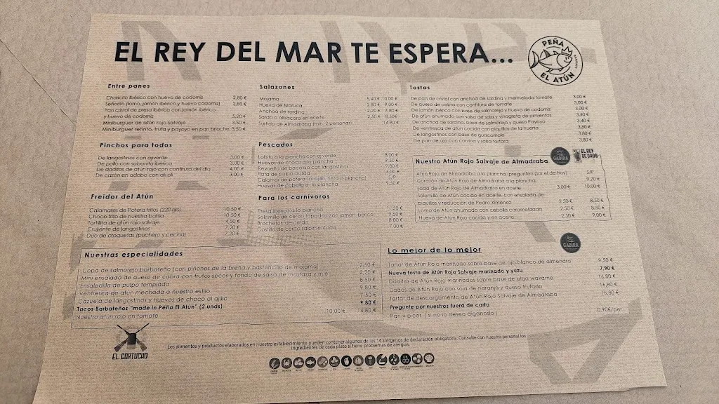 Menu_Peña De Cazadores El Cartucho_Barbate_immagine_1