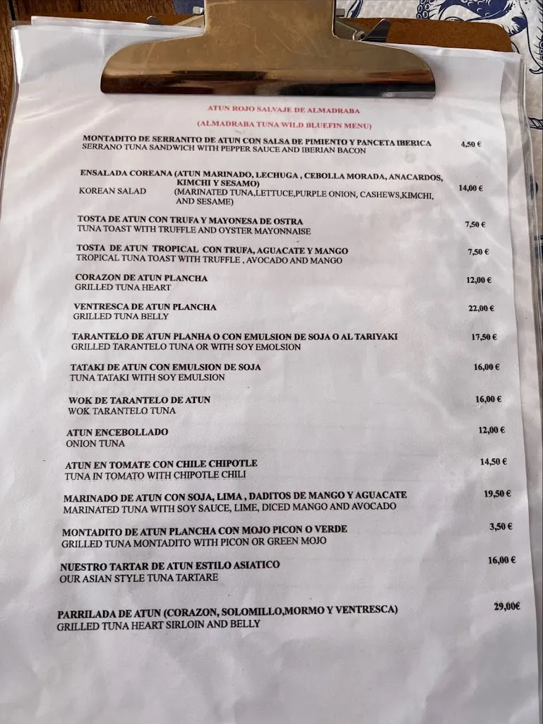 Menu_Bar Restaurante Paco El Barquero_Barbate_image_2