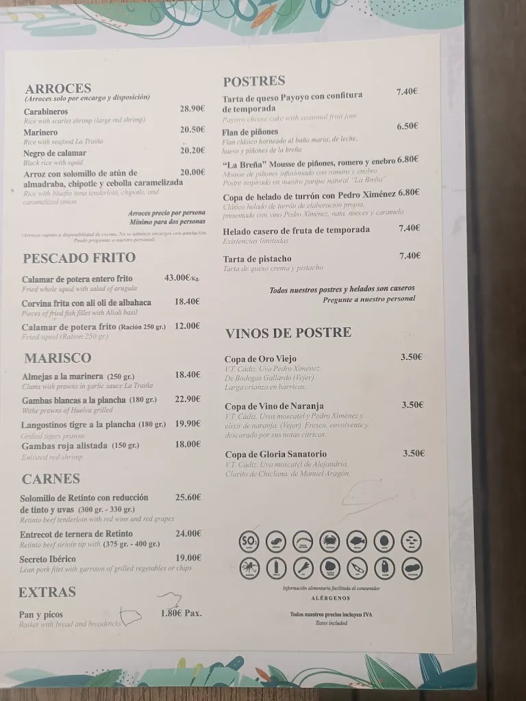 Menu_LA TRAIÑA de Zahora_Barbate_image_2