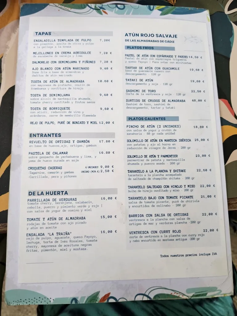 Menu_LA TRAIÑA de Zahora_Barbate_image_3