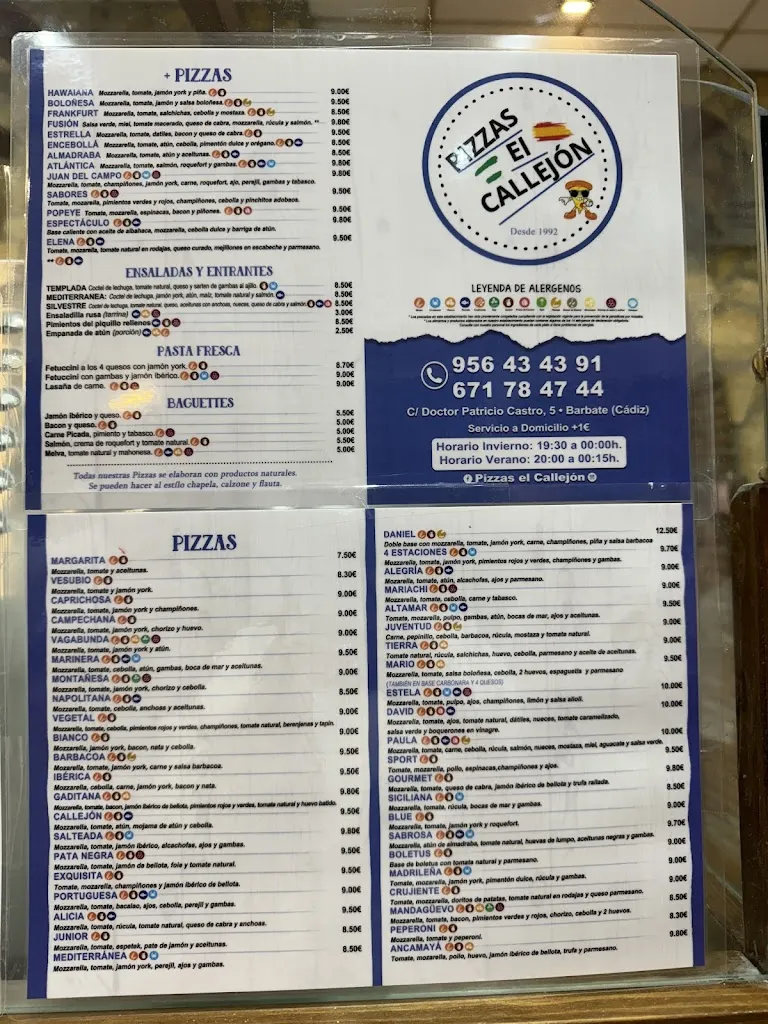 Menu_Pizzas El Callejón_Barbate_immagine_1