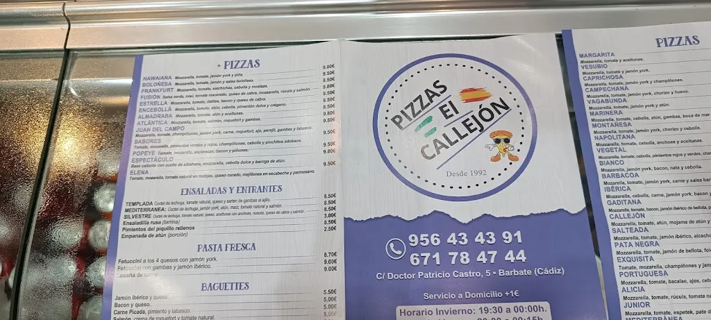 Menu_Pizzas El Callejón_Barbate_immagine_2