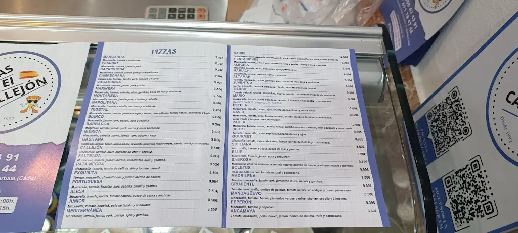 Menu_Pizzas El Callejón_Barbate_immagine_3