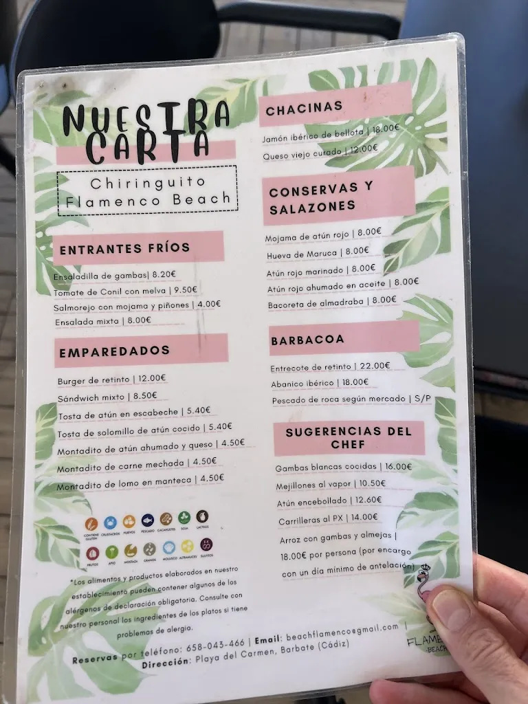 Menu_Flamenco Beach_Barbate_immagine_1