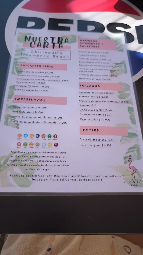 Menu_Flamenco Beach_Barbate_immagine_2